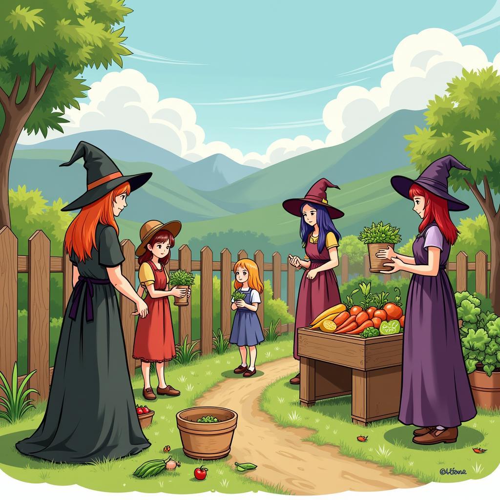 Witches using their magic to help their local community