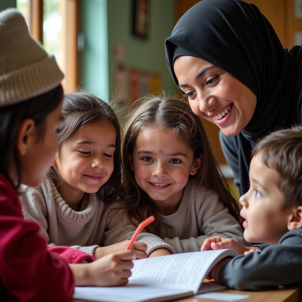 Children learning Arabic at the Islamic Society of Delaware