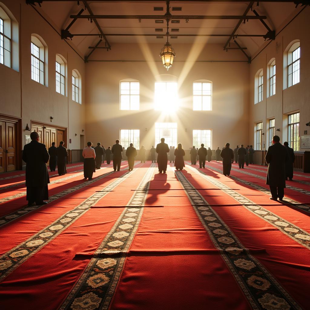 Spacious prayer hall at the Islamic Society of Downey