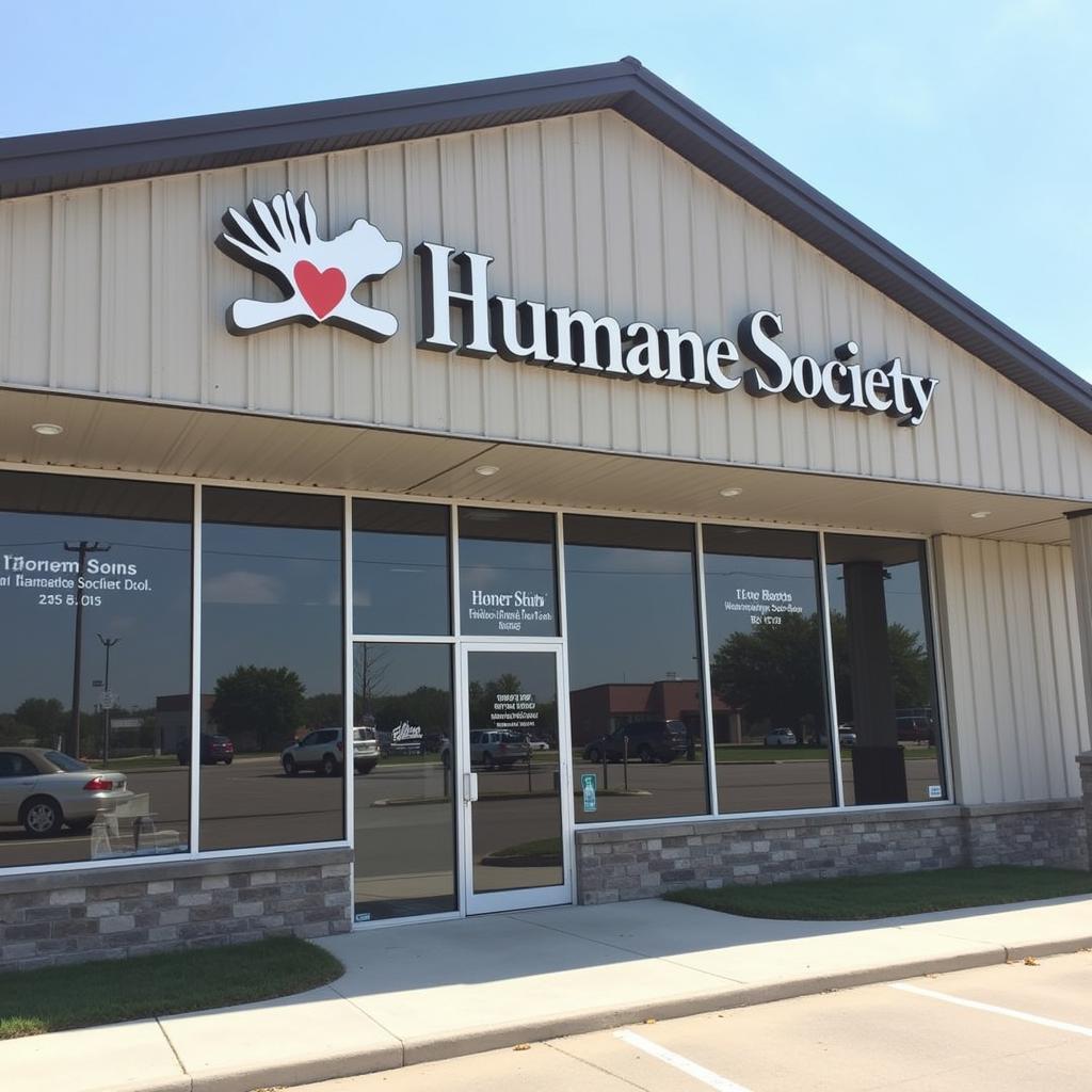 Modern, welcoming building with "Jamestown ND Humane Society" signage