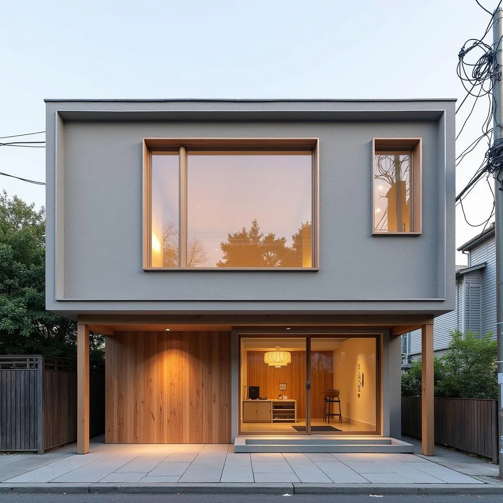 Modern building of the Japan Society Language Center with Japanese architectural elements.