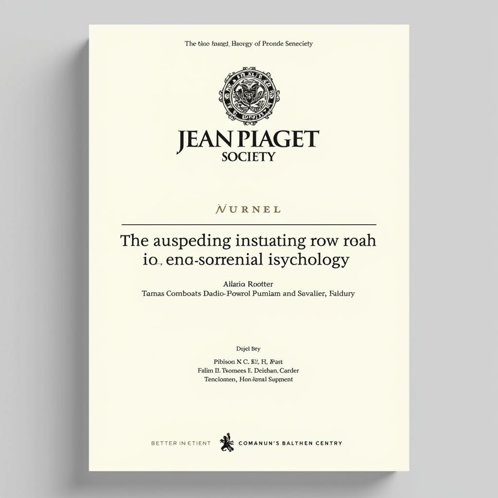 Jean Piaget Society Research Publication