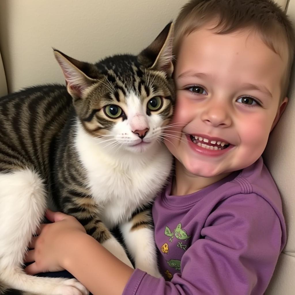 Cat adopted from the Joplin Humane Society with its new family.