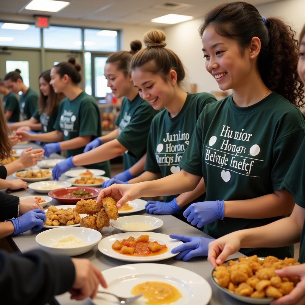 Junior Honors Society Members Volunteering at a Local Soup Kitchen