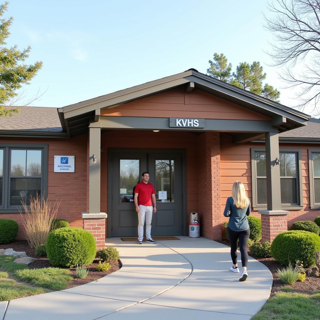 A warm and inviting image of the Kennebec Valley Humane Society shelter in Augusta, Maine, showcasing its welcoming exterior and friendly atmosphere.