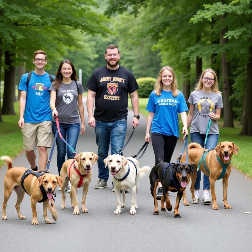 Kennett Humane Society Volunteers Walking Dogs