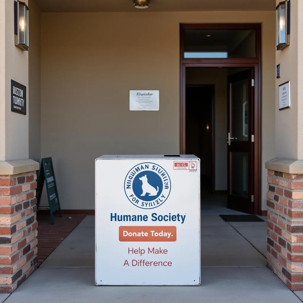 Donation box at the entrance of the Kingman Humane Society