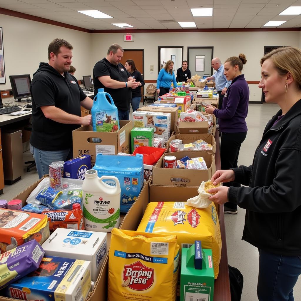 Community members donating supplies at a Kirksville Humane Society drive