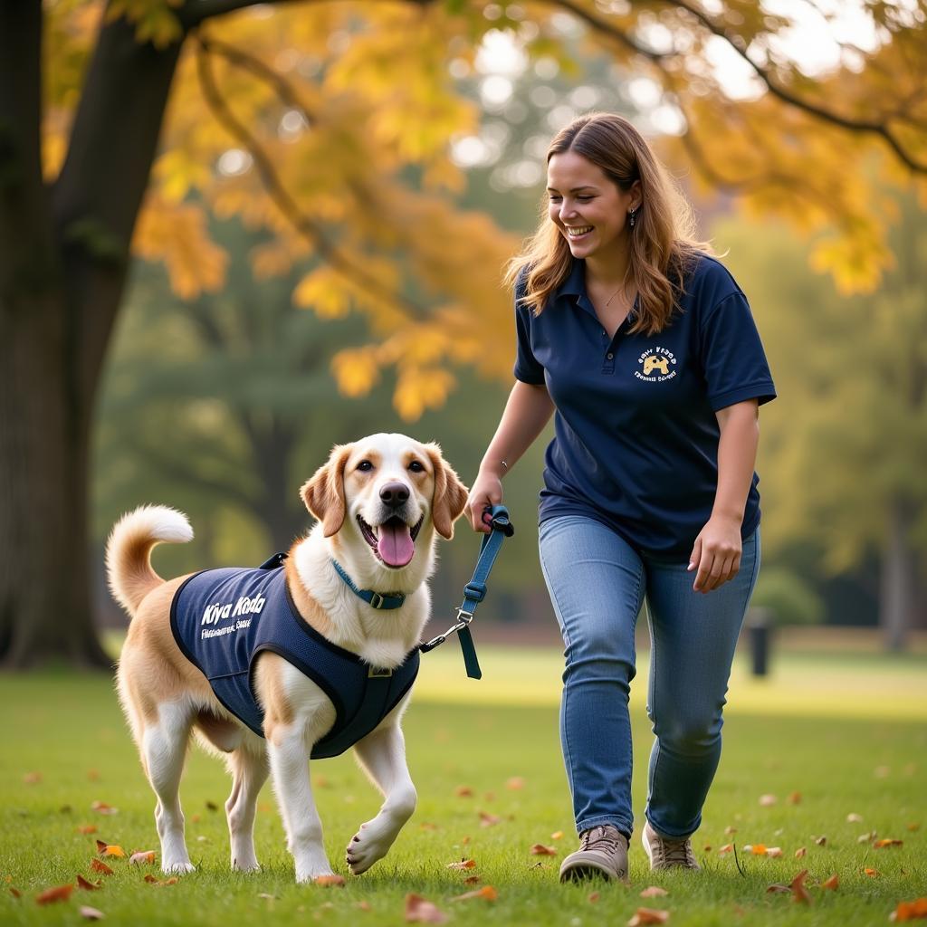 Kiya Koda Humane Society Volunteer Walking Dog