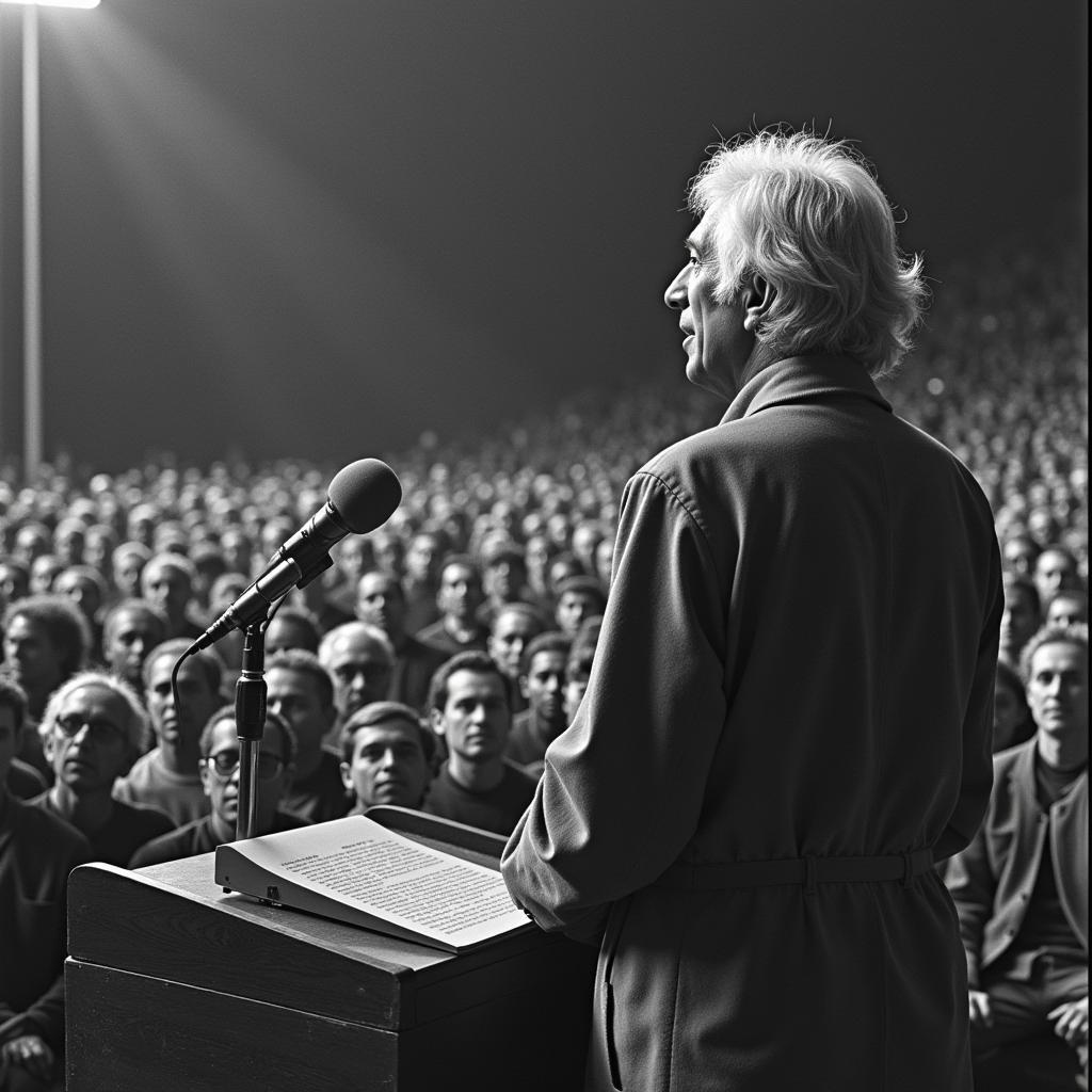 Krishnamurti Delivering a Lecture on Societal Ills