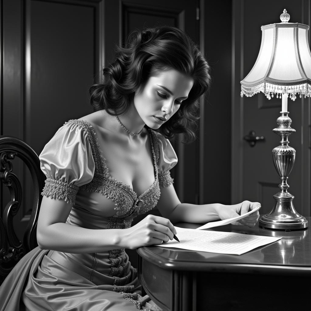 High Society Lady Detective Reading Letter