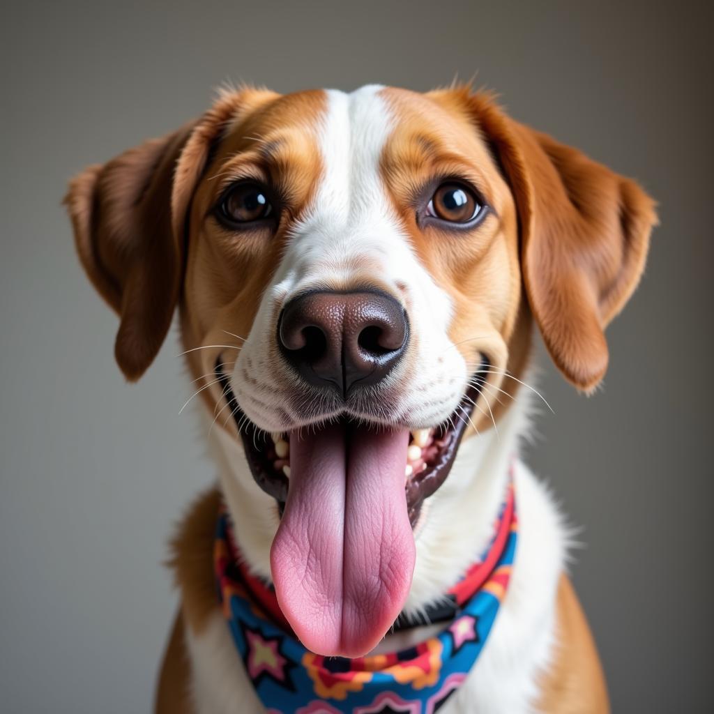 Smiling shelter dog portrait