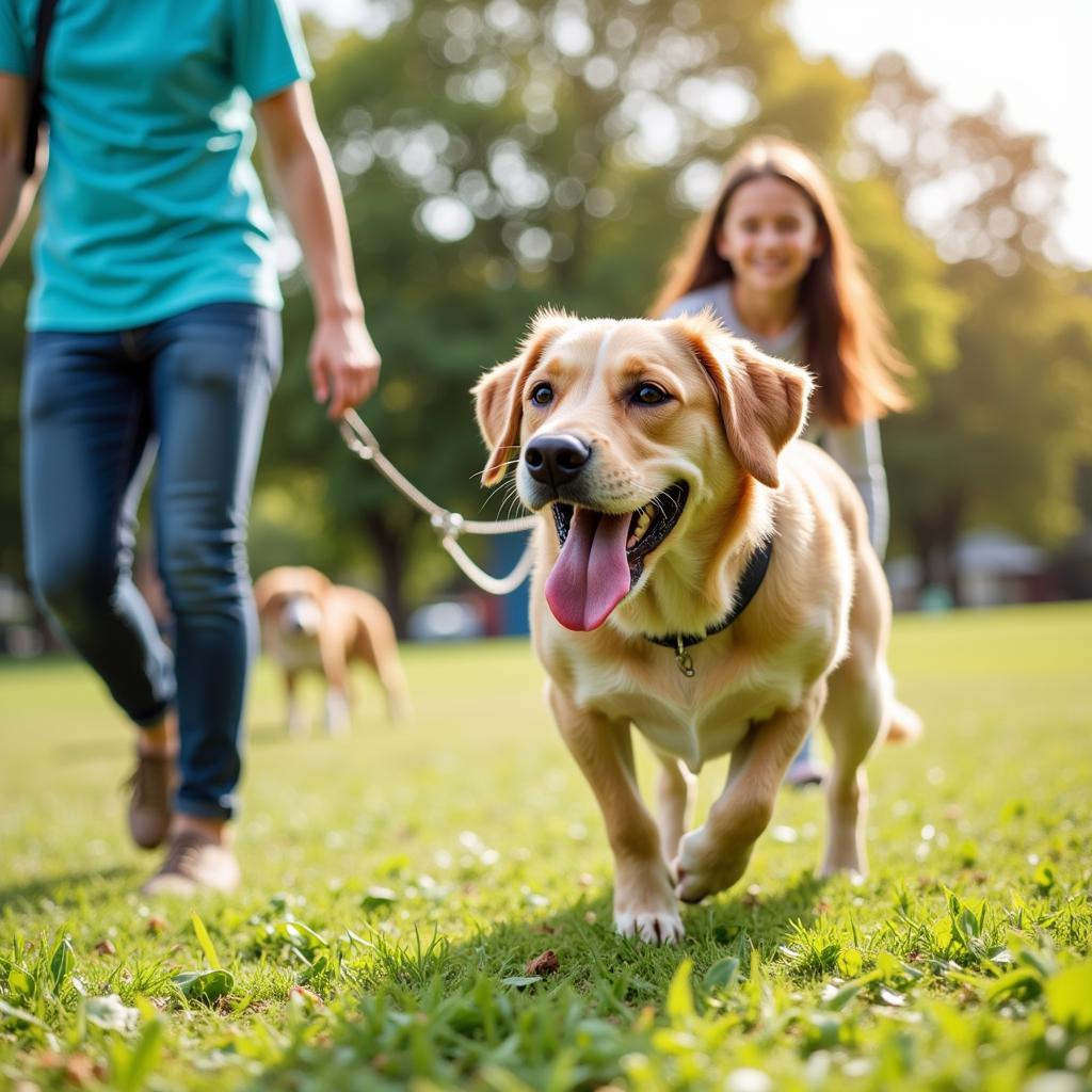 Adopted Dog with its New Family