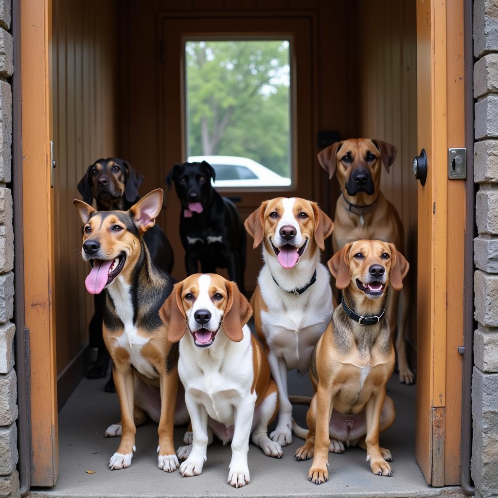 Dogs awaiting adoption at the Lakes Area Humane Society