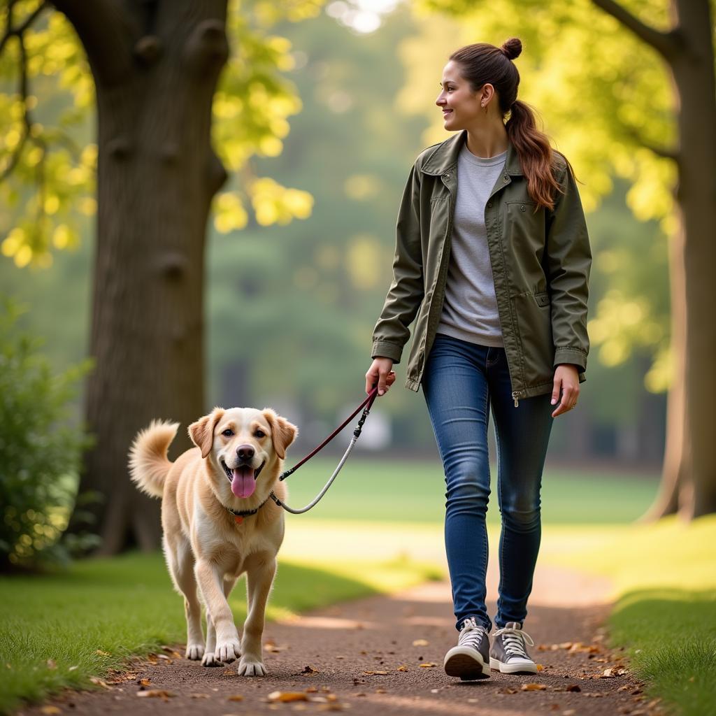 LRHS Volunteer Walking a Dog