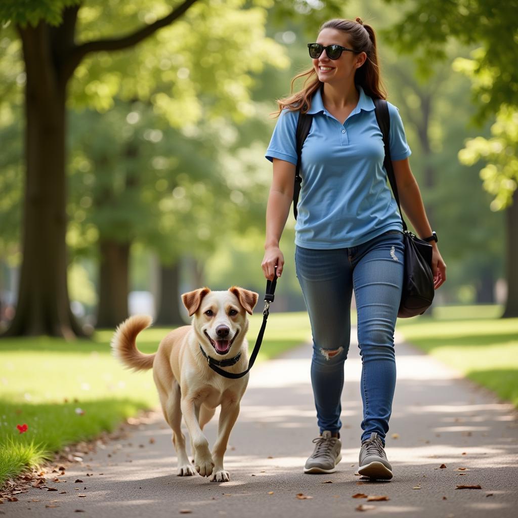 Volunteer Walking a Dog at Lakeville Humane Society 