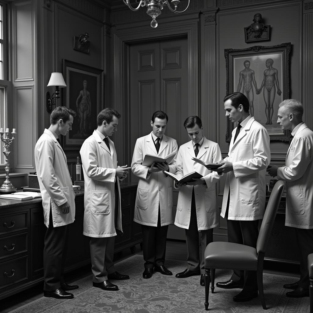 Physicians gathered for a Lancaster Medical Society meeting in the early 20th century.