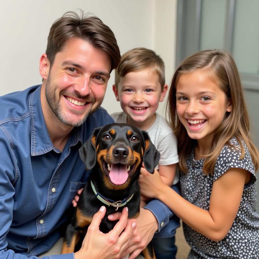 Happy Family with Their Newly Adopted Dog from the La Porte Humane Society