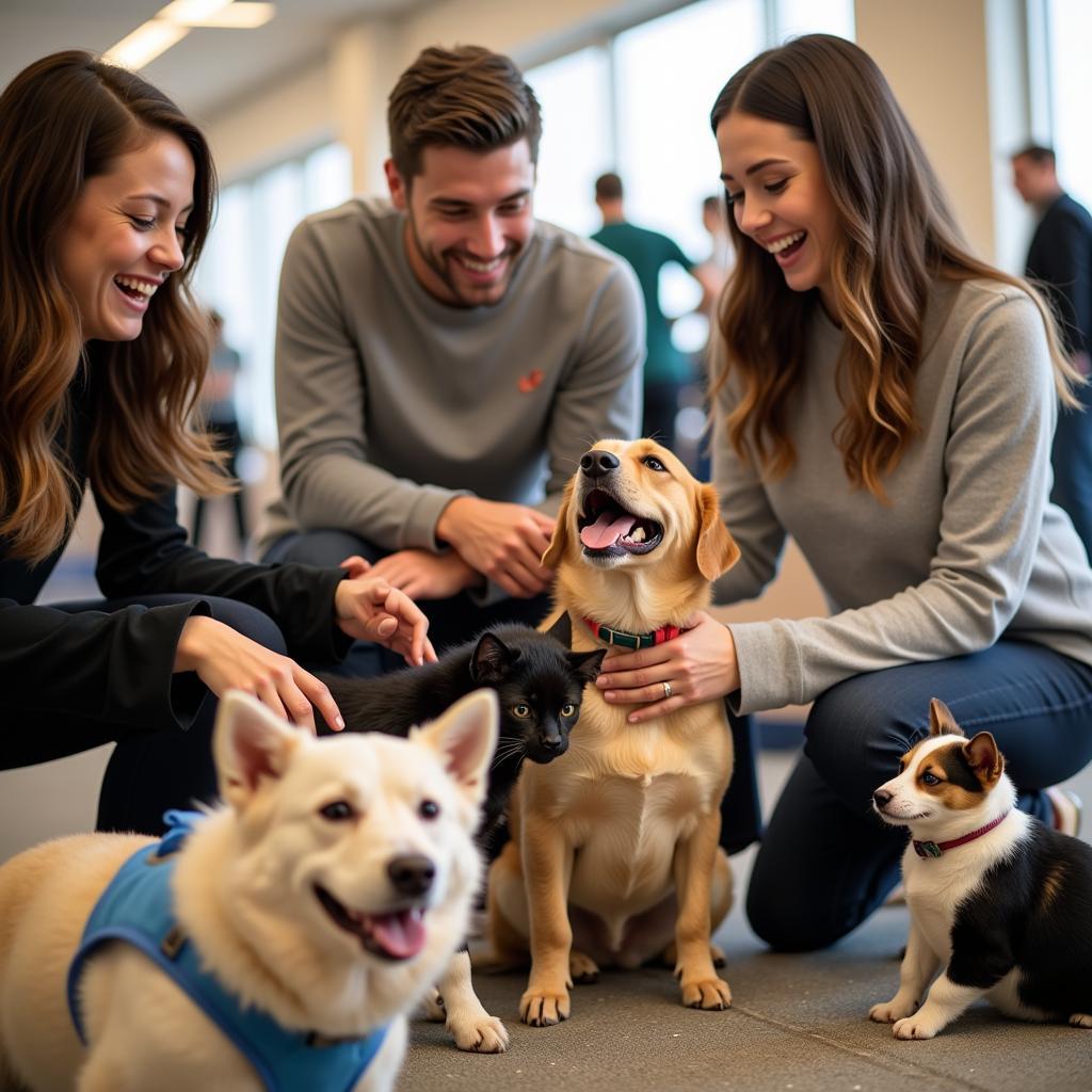 Families Meeting Adoptable Animals at LAPS Event