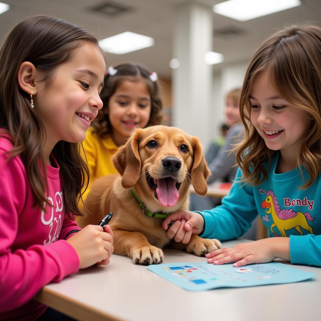 Children attending a humane education class at the Las Vegas Humane Society