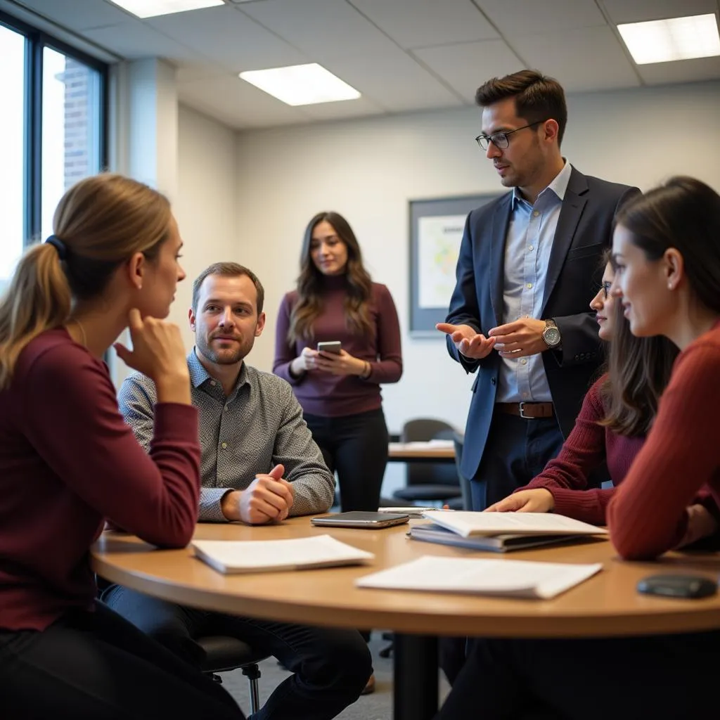 Students engaged in a lively discussion about a legal case study in a UCSD law and society class.