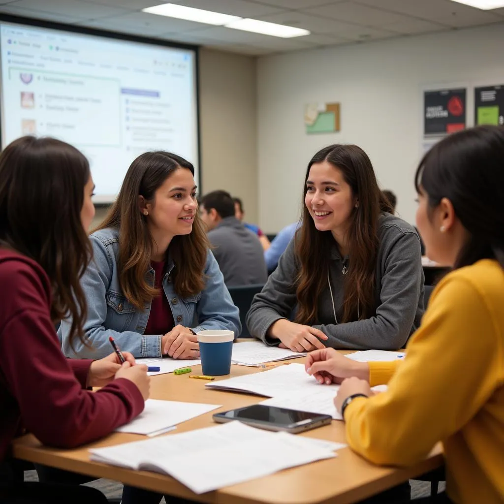 Students participating in a leadership honor society meeting