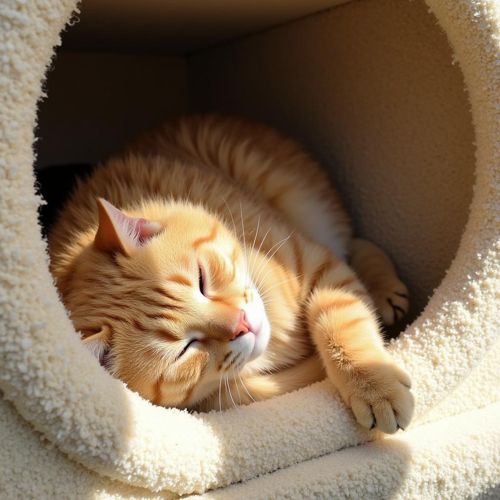 A content cat awaits its new home at the Lebanon County Humane Society