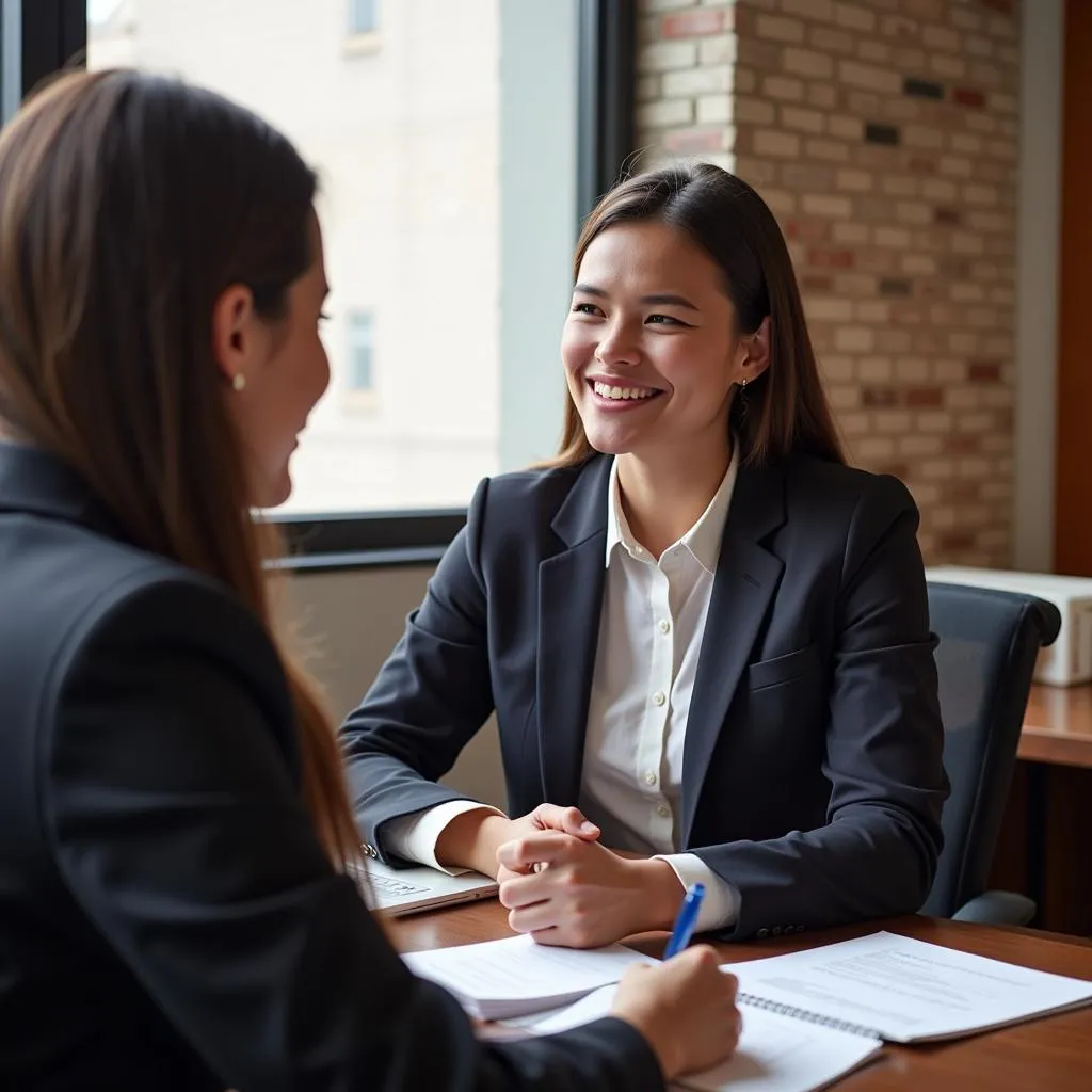 Legal Aid Chicago attorney meeting with a client