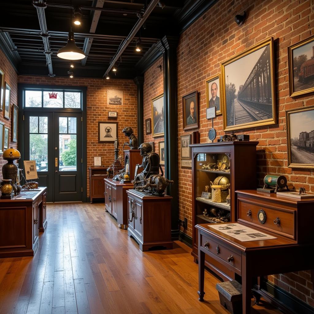 Inside the museum, visitors admire a display of vintage railroad lanterns, signaling equipment, and other artifacts, offering a glimpse into the daily operations of the railroad.