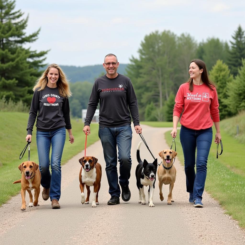  Volunteers walking dogs at the Lewis County Humane Society