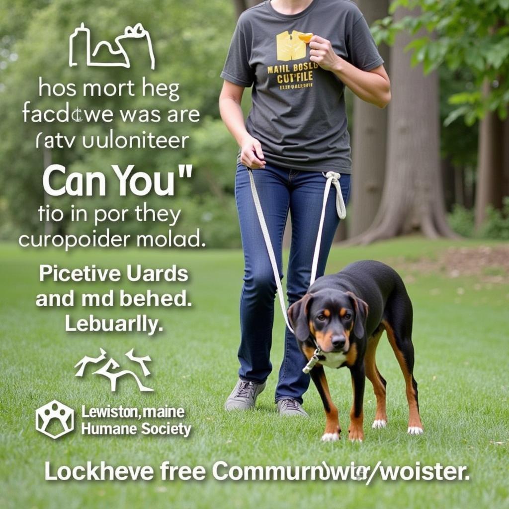 Volunteer Walking a Dog at Lewiston Humane Society