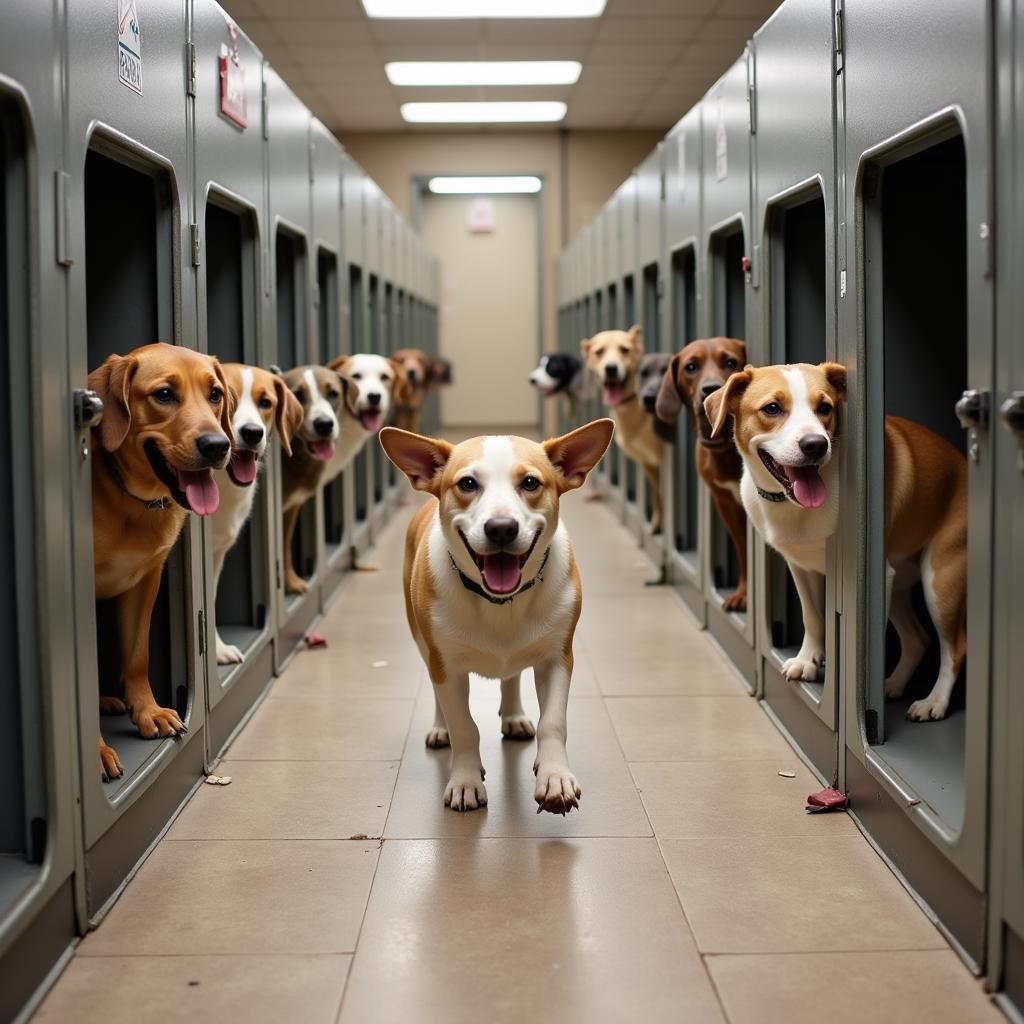 Dogs await adoption at the Licking County Humane Society