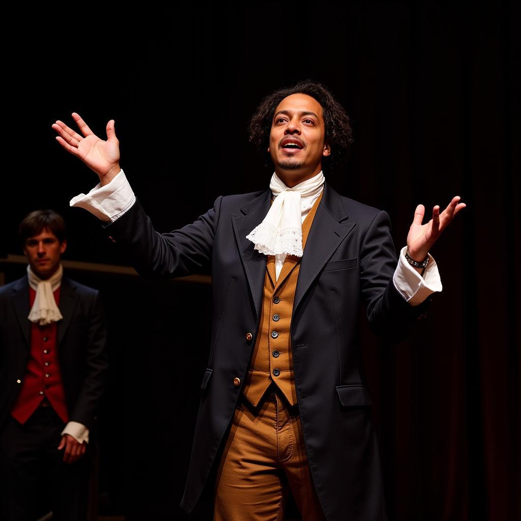 Lin-Manuel Miranda performing in Hamilton