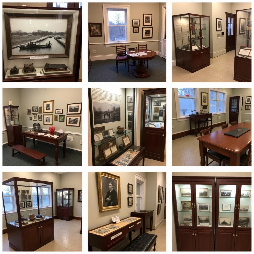 Exhibits showcasing Lockport's history at the Historical Society