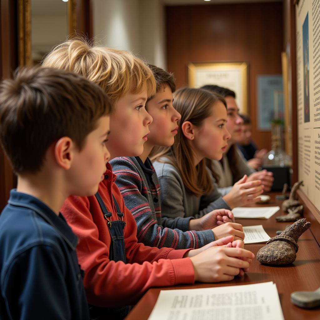 Visitors engrossed in the exhibits at the Lorain County Historical Society