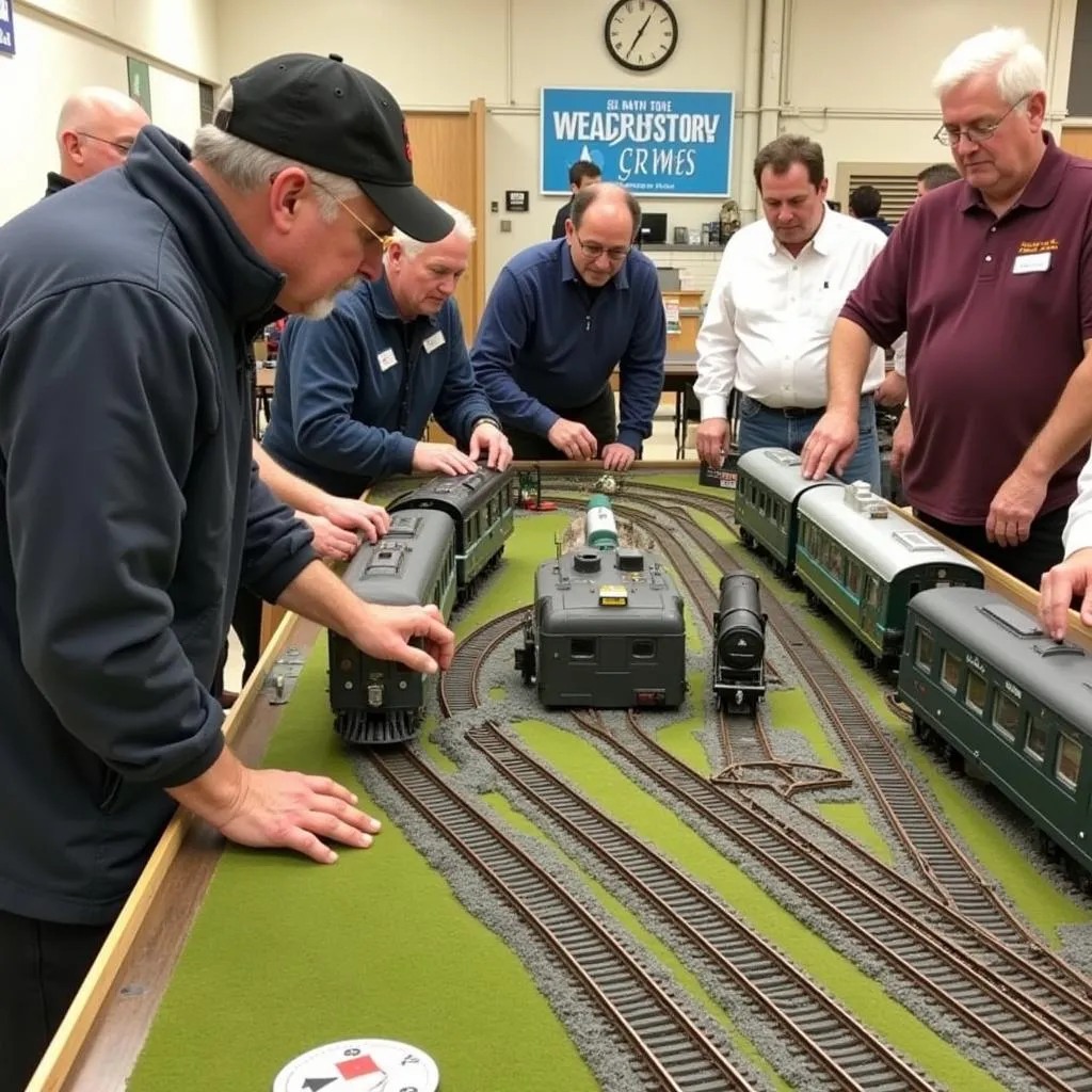 LAMRS members operating model trains on the layout