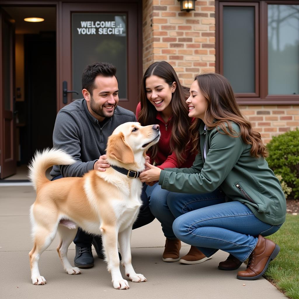 A joyful reunion: A lost dog leaps into the arms of their overjoyed family.