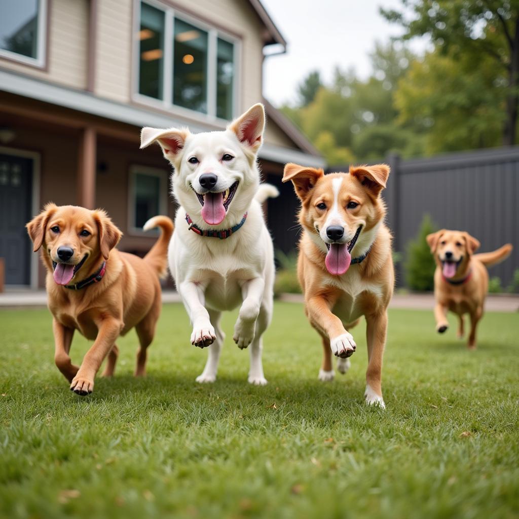 Dogs enjoying playtime at the Lucy Mackenzie Humane Society