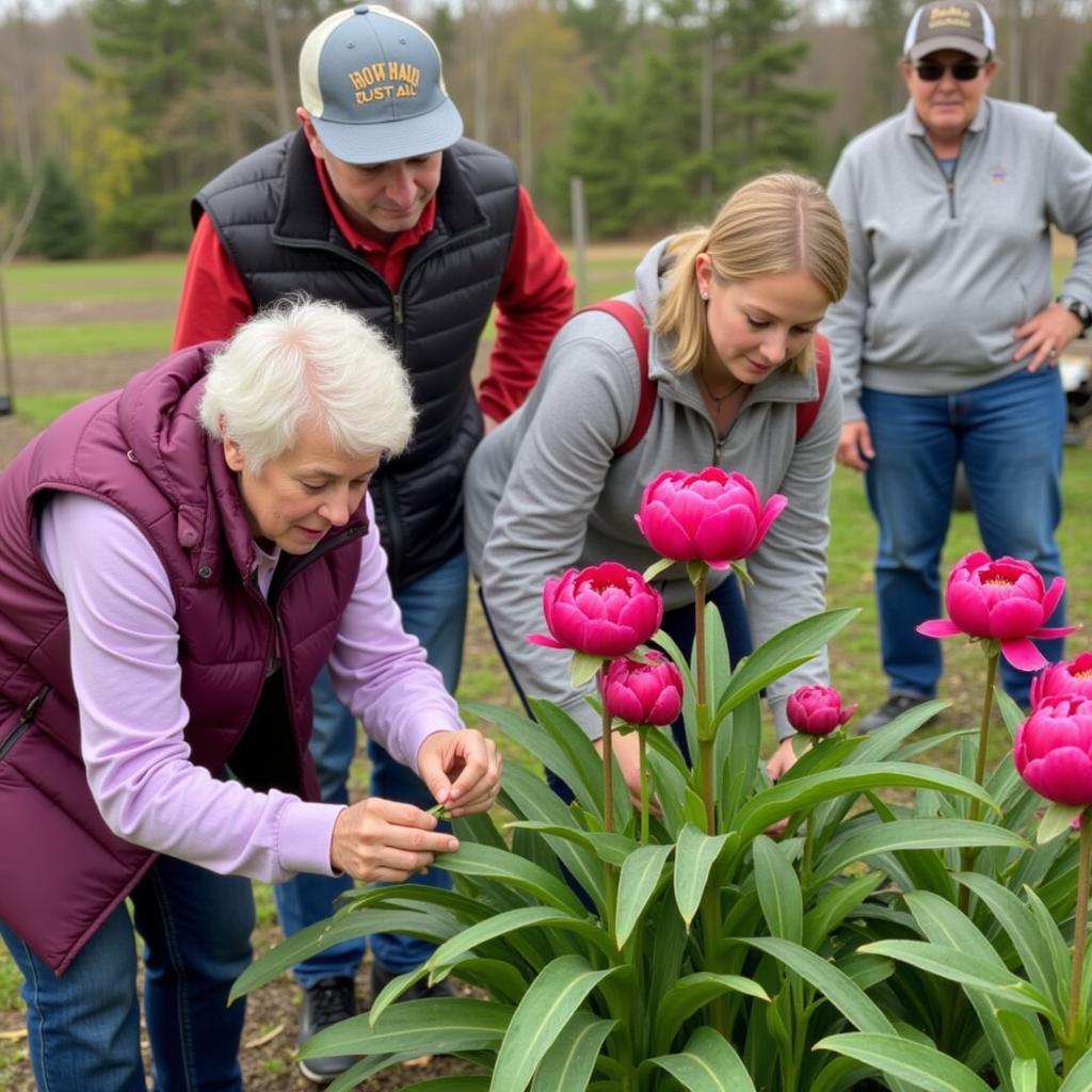 Hands-on Peony Care at a Maine Peony Society Workshop