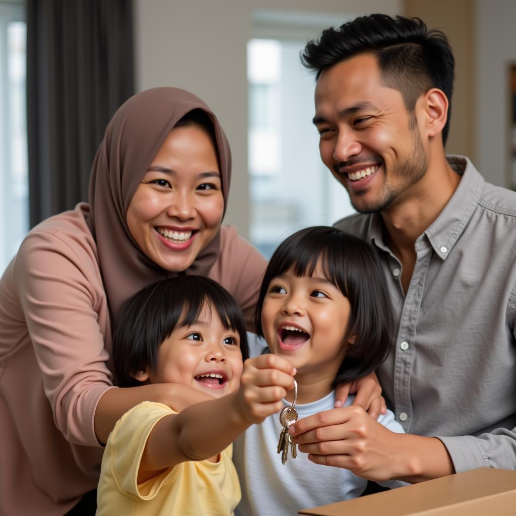 Family Receiving Keys to New Home