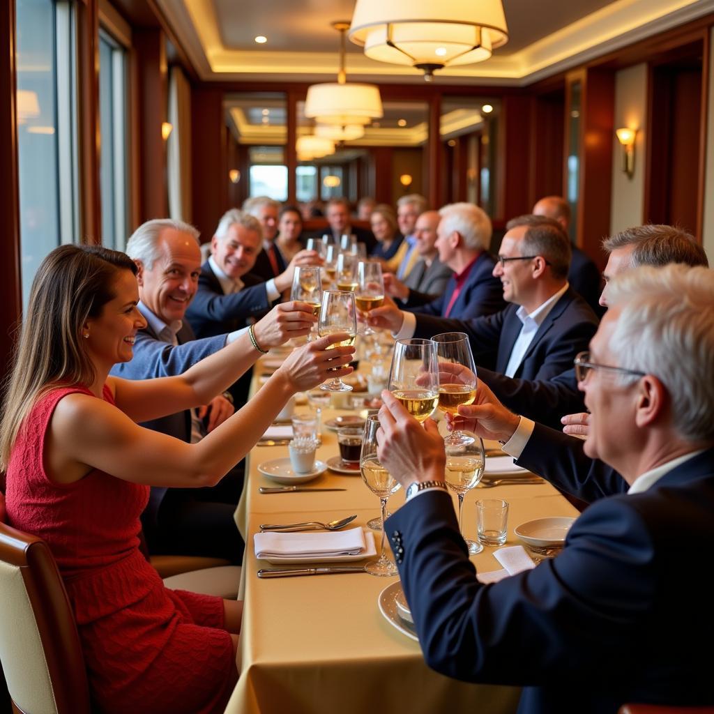 Passengers enjoying a Mariner Society event onboard a Holland America cruise ship