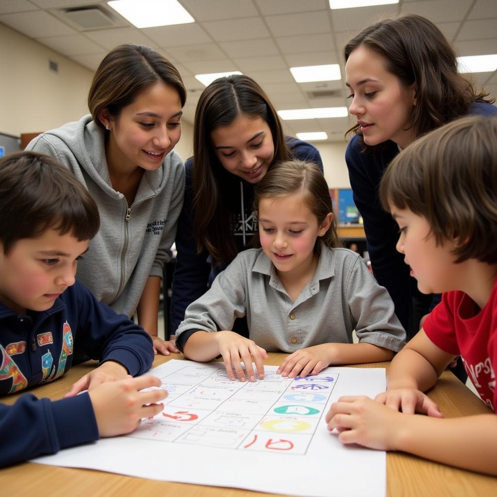 Students Leading a Math Workshop for Younger Children