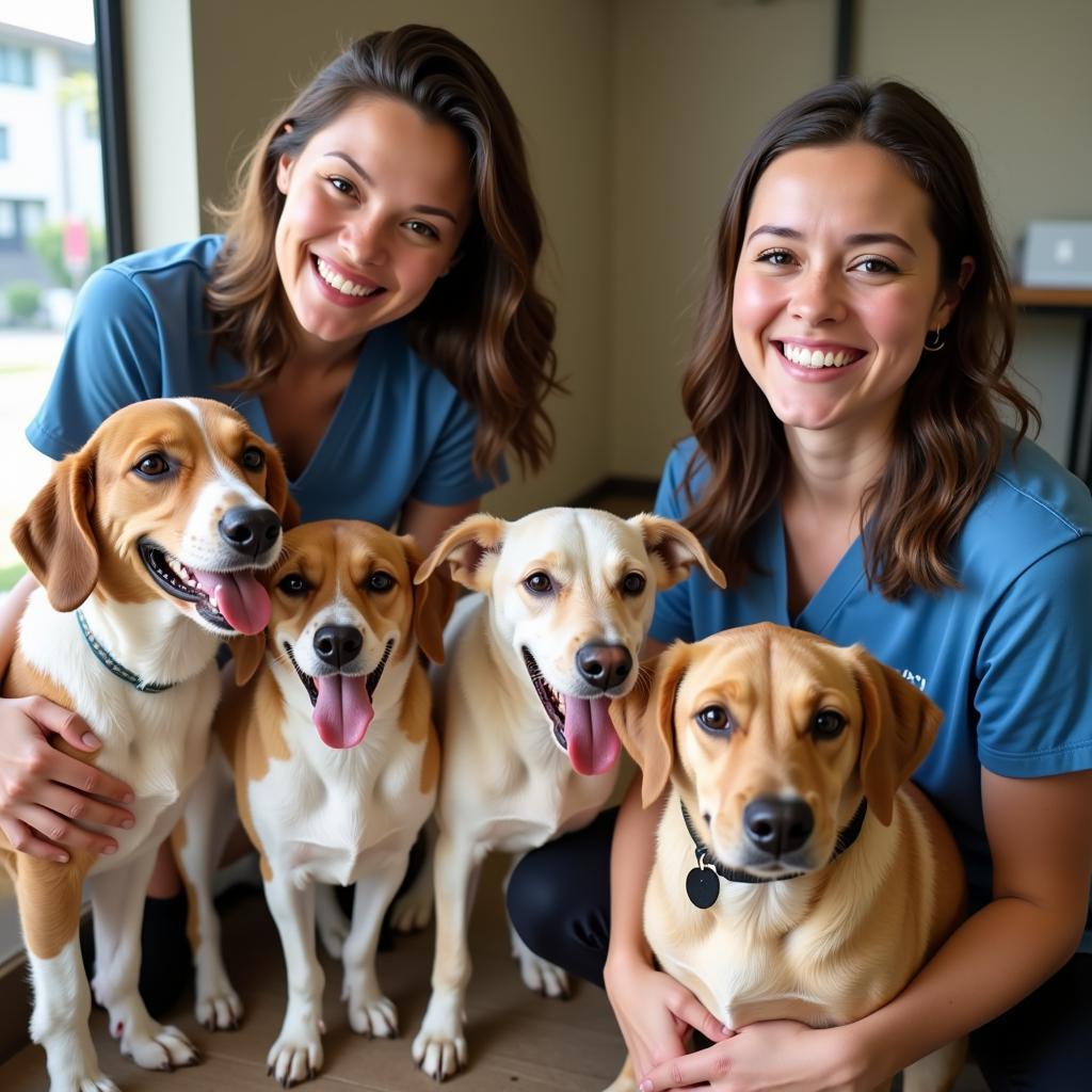 Volunteers Caring for Dogs at the Maui Humane Society