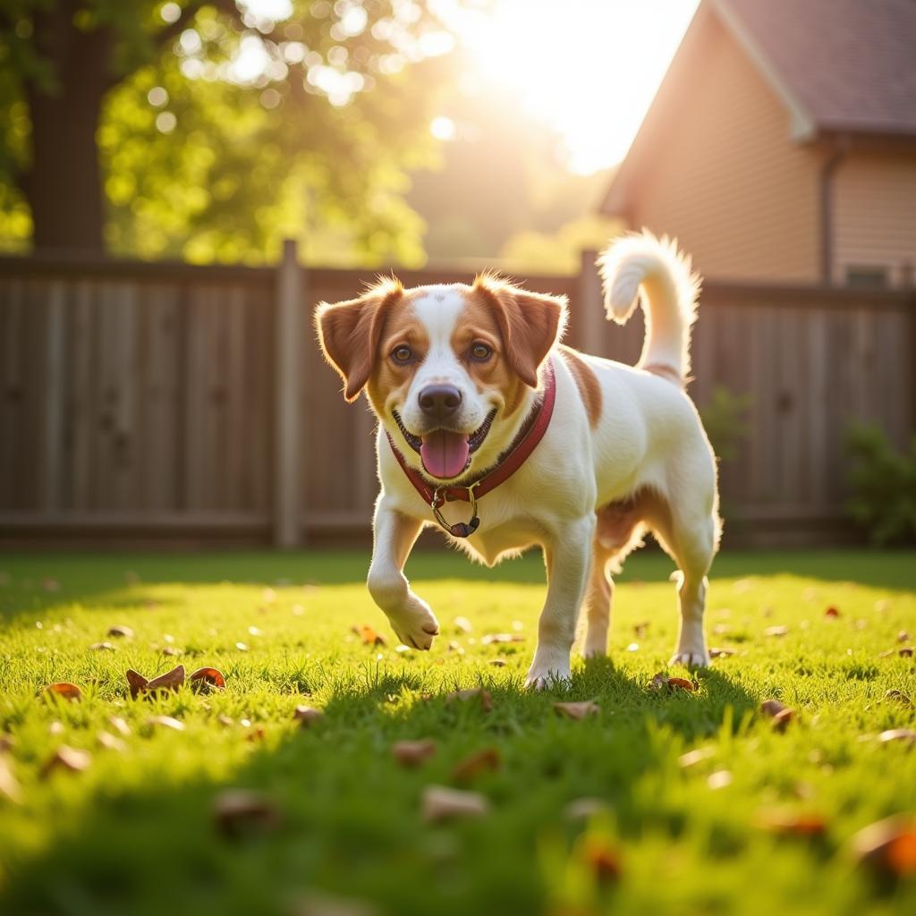 A newly adopted dog enjoying its new home