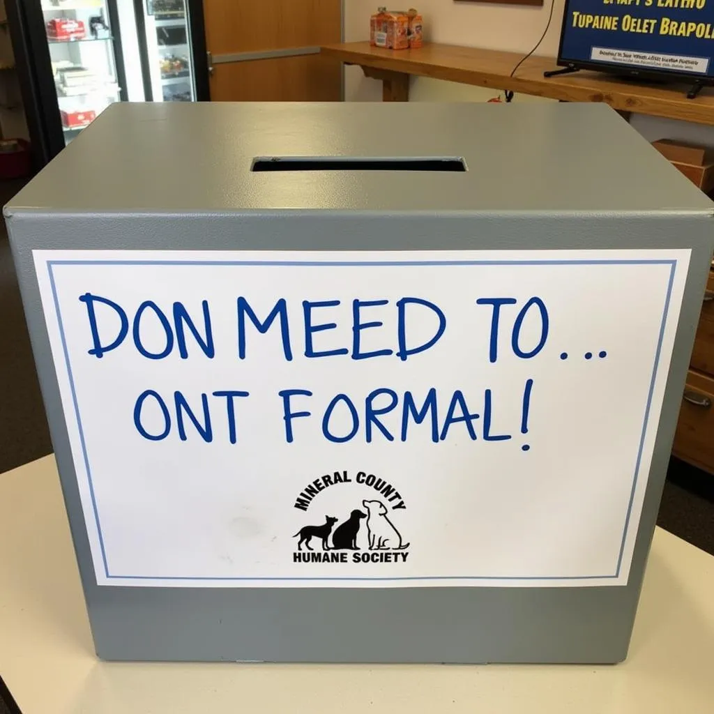 Donation box at Mineral County Humane Society