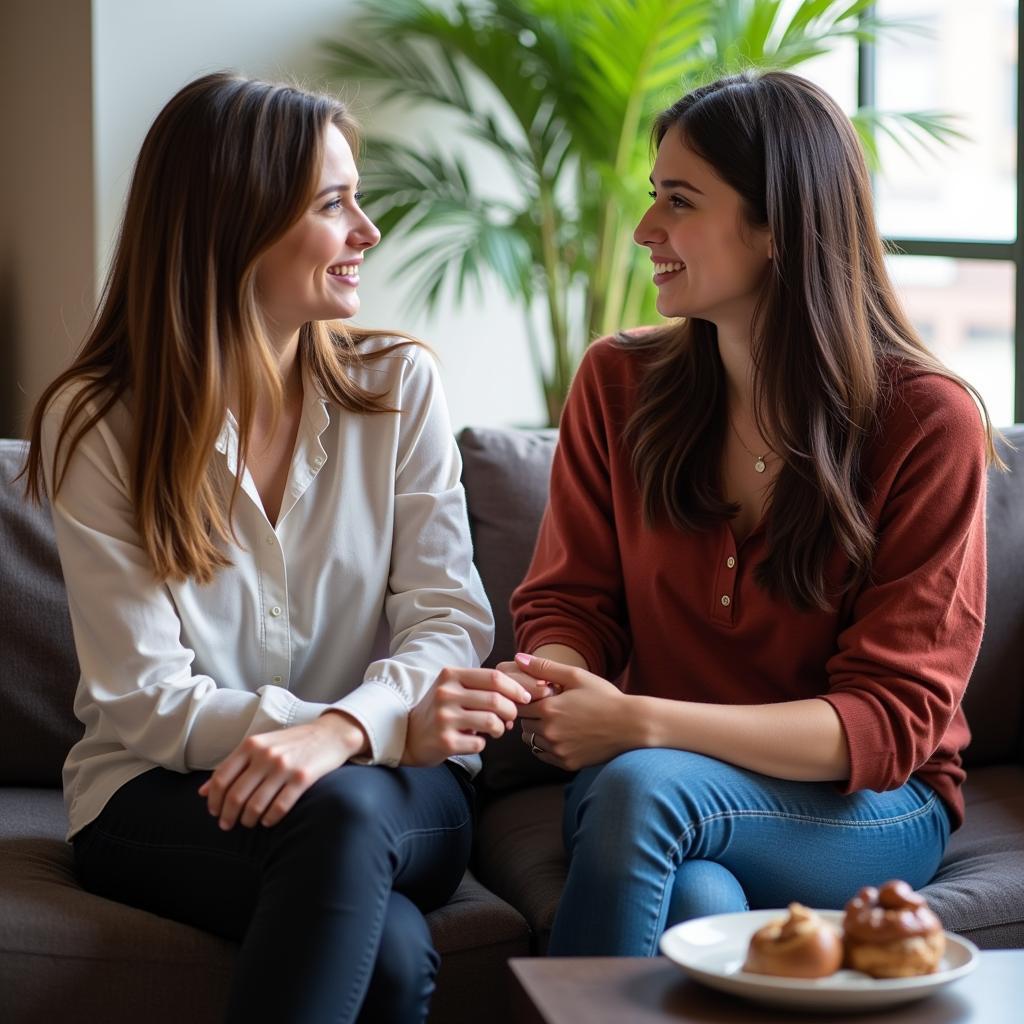 Two individuals engaged in a deep and attentive conversation, demonstrating active listening and empathy.