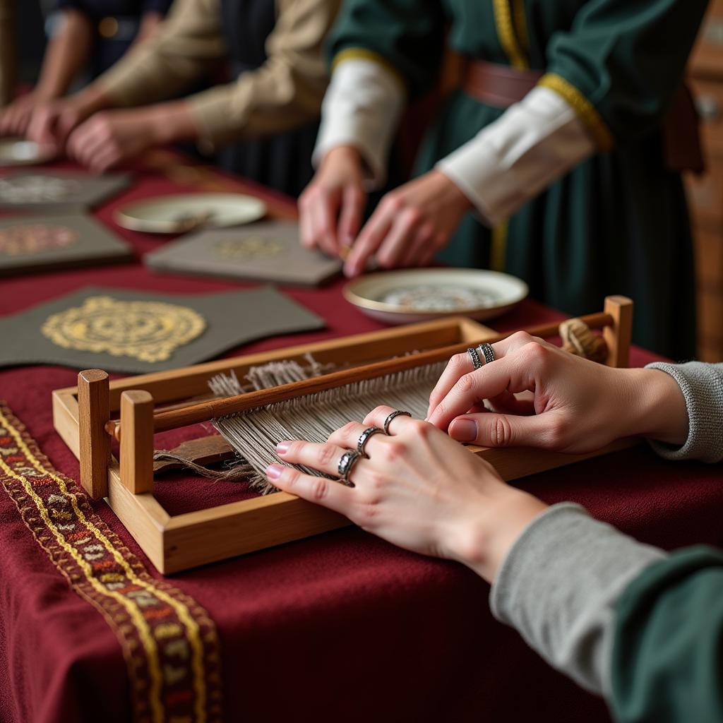 Demonstration of medieval crafts at a Chattanooga SCA event 