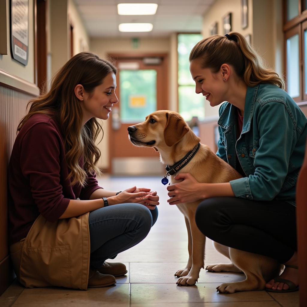 Meeting a potential furry friend at Meigs County Humane Society