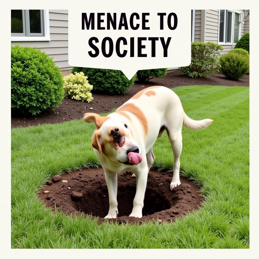 A Dog Digging in a Garden Labeled as a Menace to Society