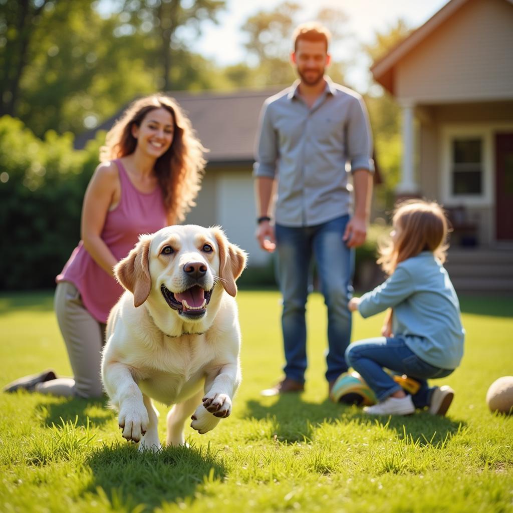 Happy Family with Adopted Dog from Meredith NH Humane Society